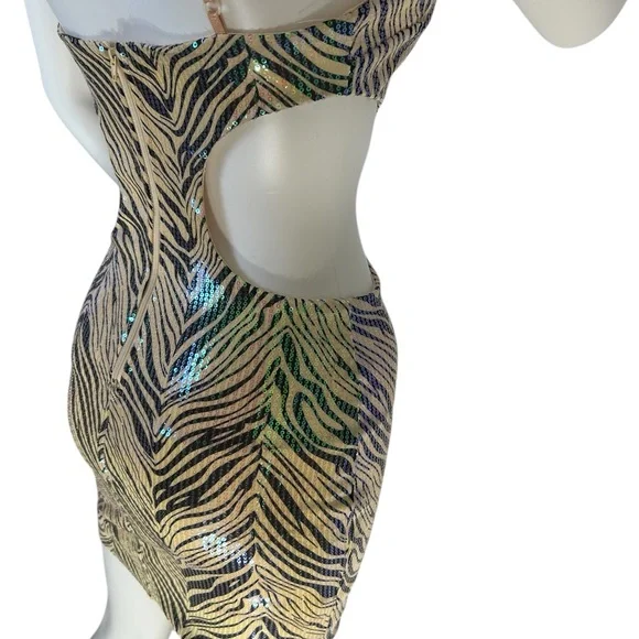 Sequence Y2K Zebra Print Cutout Dress - Picture 4 of 5